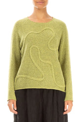 Wavy Seam Golden Lime Wool Sweater 1