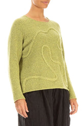 Wavy Seam Golden Lime Wool Sweater 3