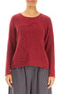 Wavy Seam Ruby Red Wool Sweater 1