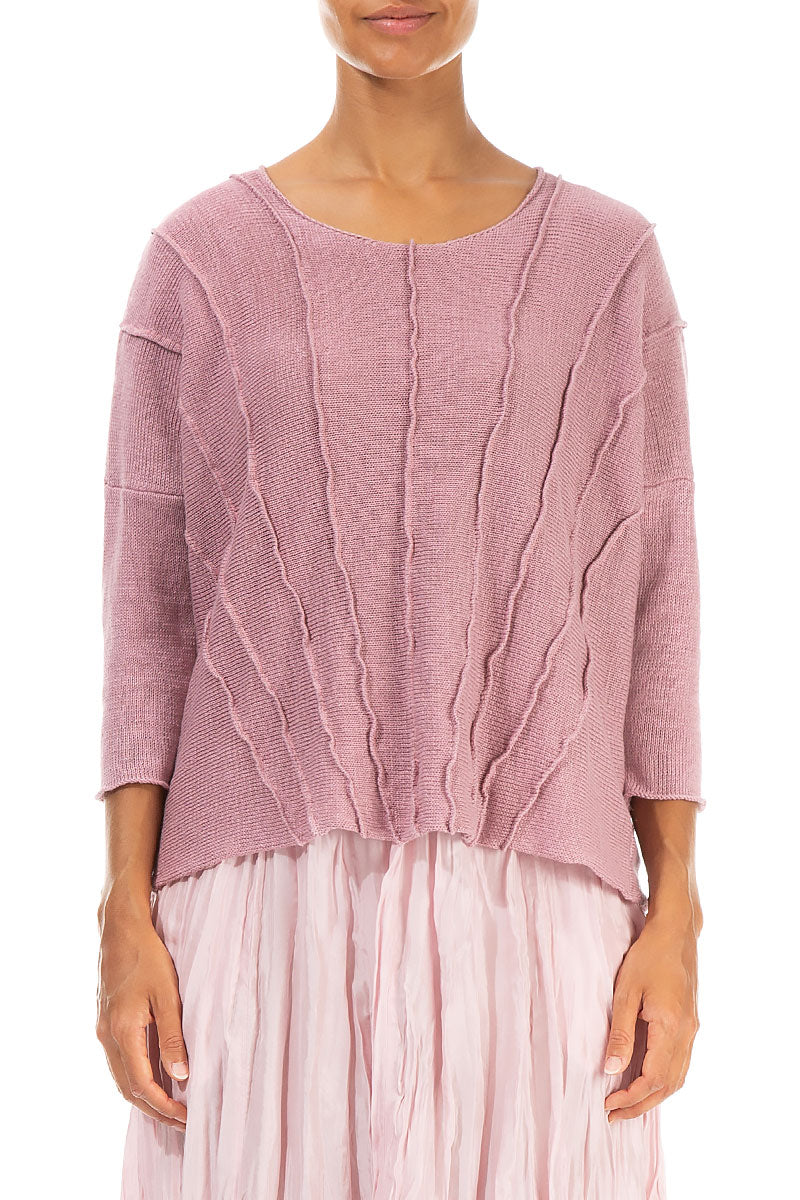 Wavy Stitch Mauve Pink Linen Jumper 1