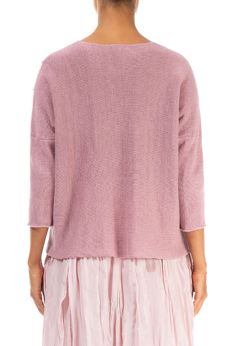Wavy Stitch Mauve Pink Linen Jumper 2