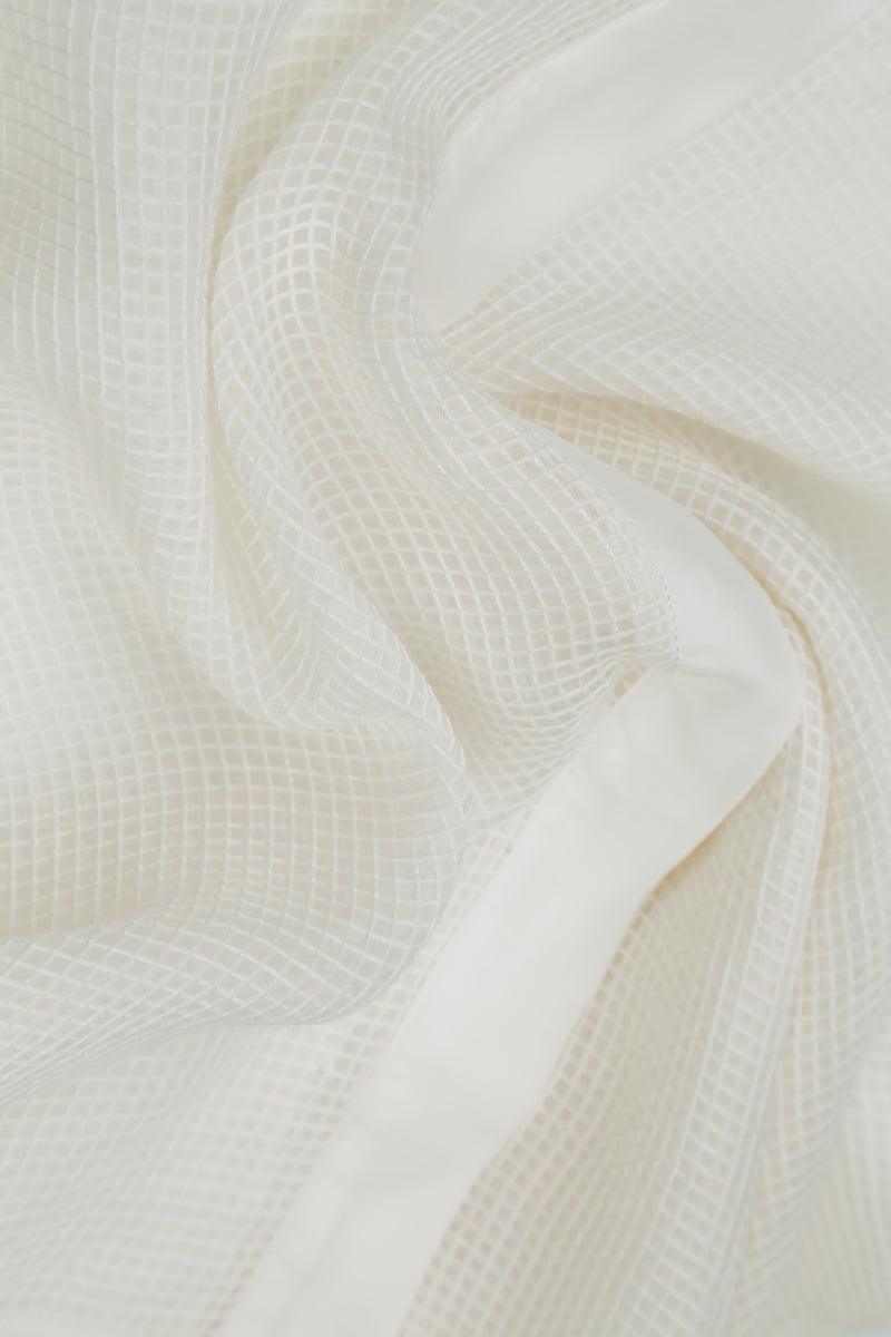 White Centre Placket Mesh Silk Jacket