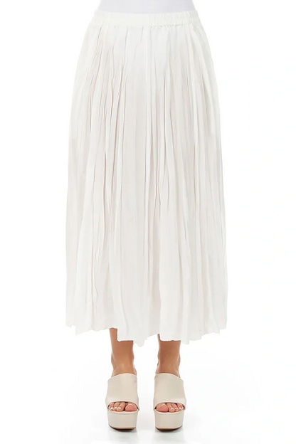 White Crumpled Pure Silk Skirt 1
