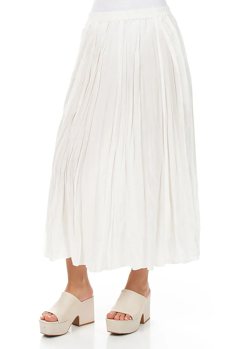 White Crumpled Pure Silk Skirt 3
