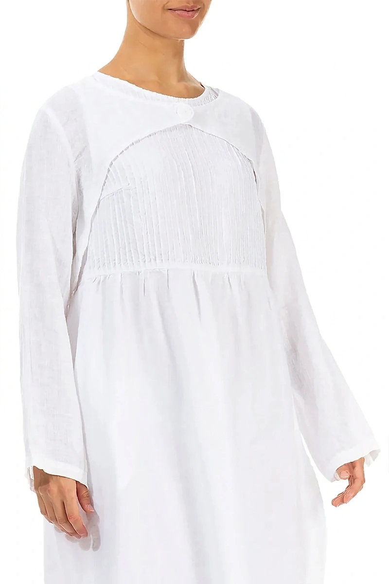 Weiße Gaze-Leinen-Overlay-Jacke