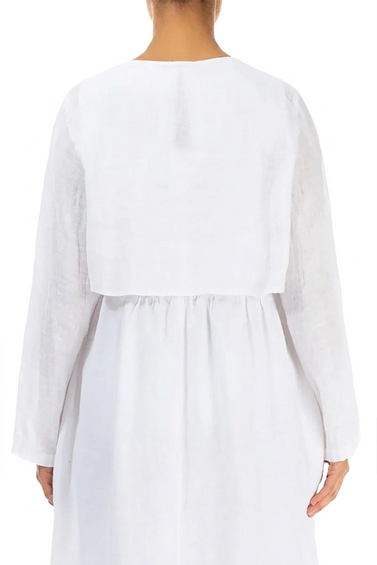 Weiße Gaze-Leinen-Overlay-Jacke