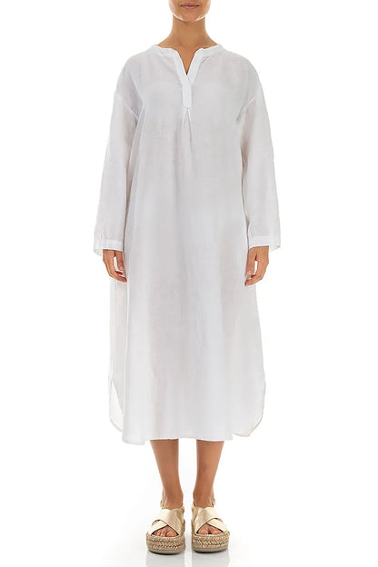 White Linen Shirt Dress