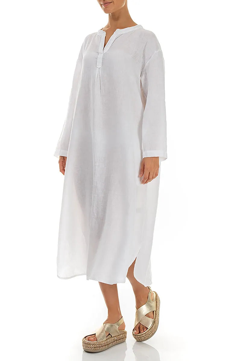 White Linen Shirt Dress