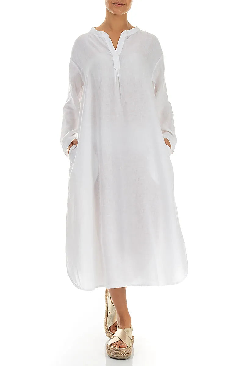 White Linen Shirt Dress