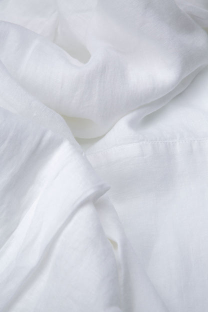 White Pintuck Linen Shirt Dress