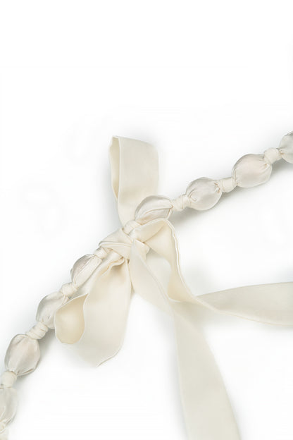 White Silk Fine Bead Necklace 6