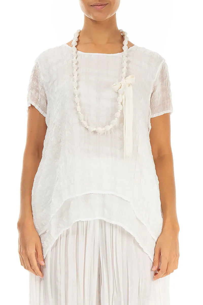 White Silk Fine Bead Necklace 1