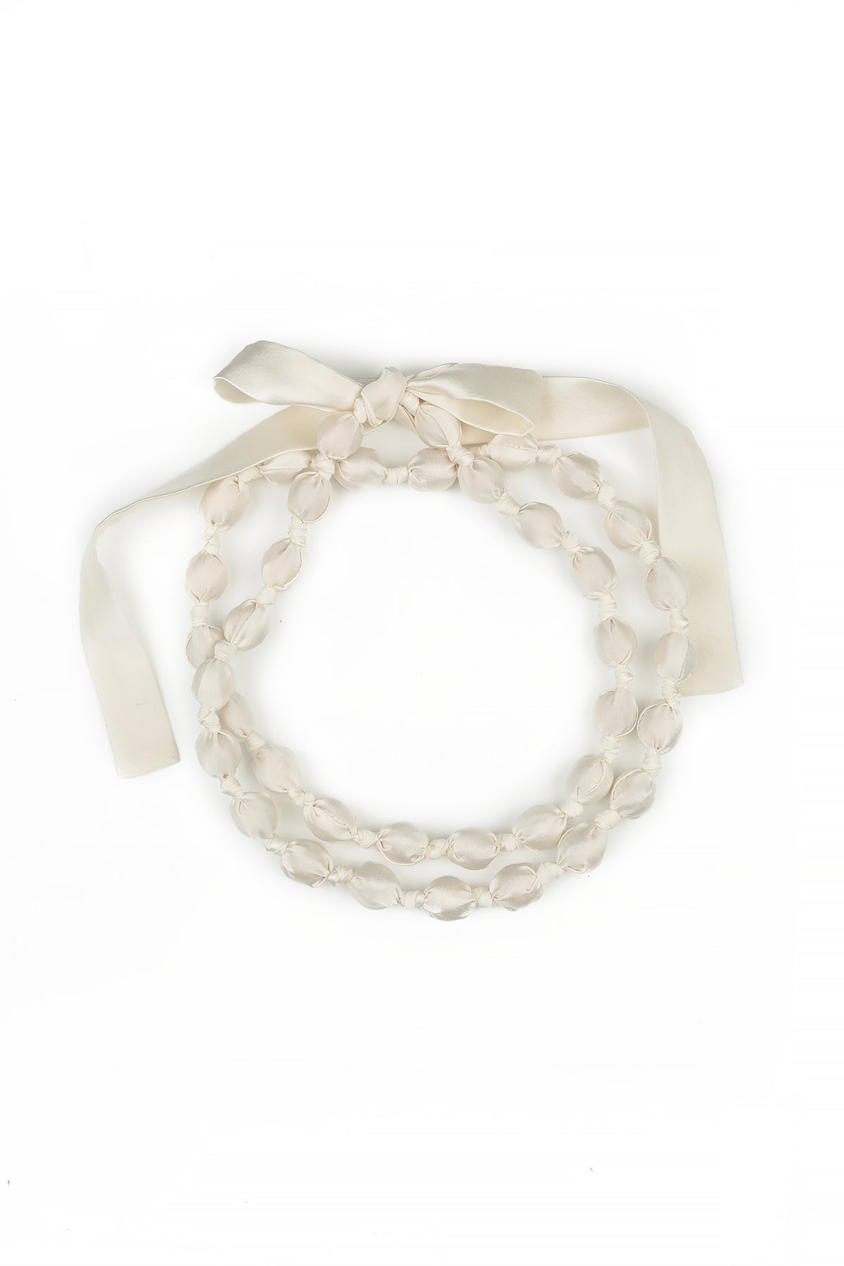 White Silk Fine Bead Necklace 5