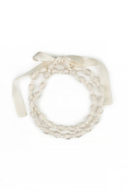 White Silk Fine Bead Necklace 5