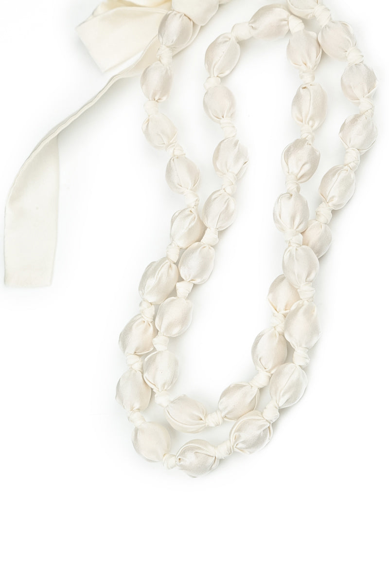 White Silk Fine Bead Necklace