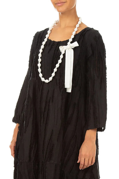 White Silk Fine Bead Necklace