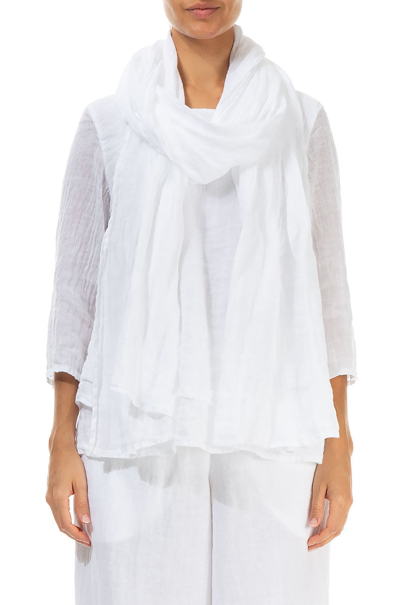 White Soft Gauze Linen Scarf 1