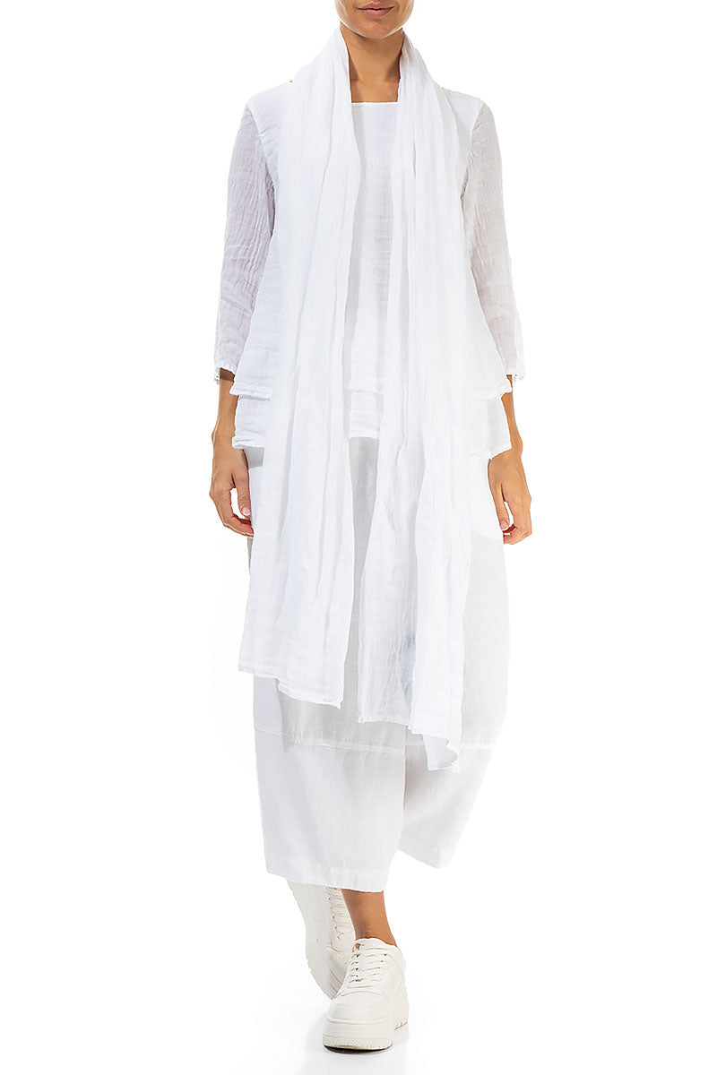White Soft Gauze Linen Scarf 2
