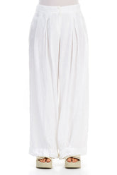 White Wide-Leg Linen Trousers 1