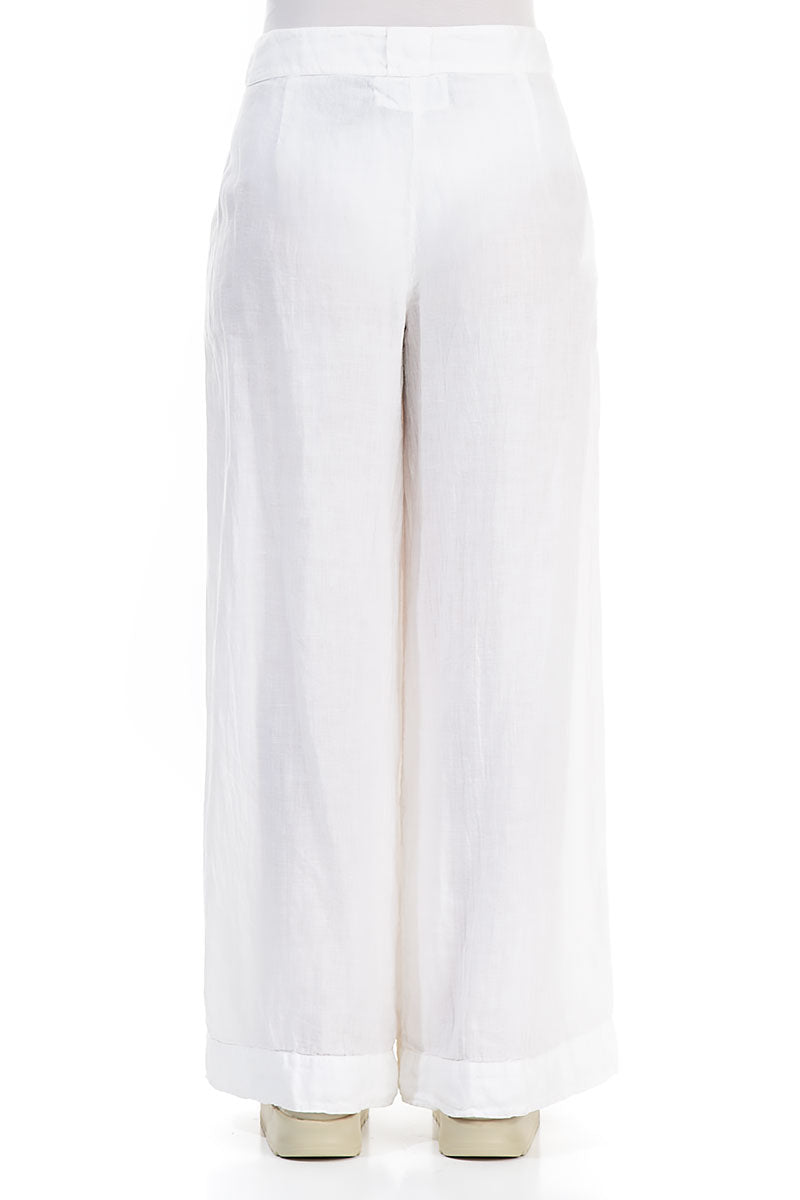 White Wide-Leg Linen Trousers 2