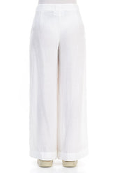 White Wide-Leg Linen Trousers 2