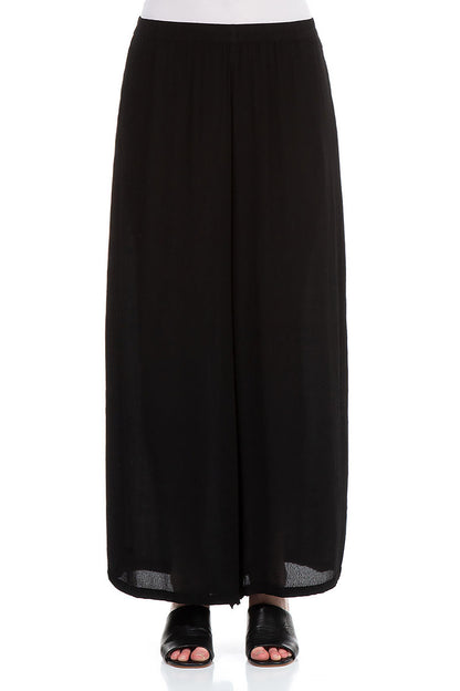 Wide Black Viscose Trousers 1