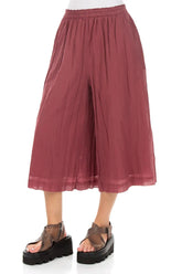 Wide-Leg Antique Ruby Crumpled Cotton Culottes 3