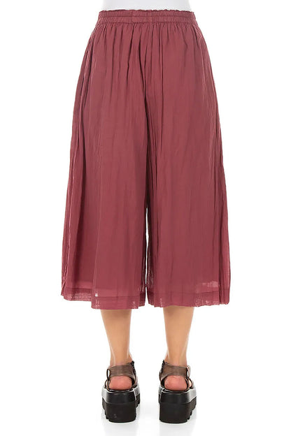Wide-Leg Antique Ruby Crumpled Cotton Culottes 2