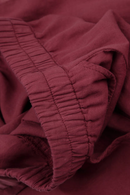 Wide-Leg Antique Ruby Crumpled Cotton Culottes 5