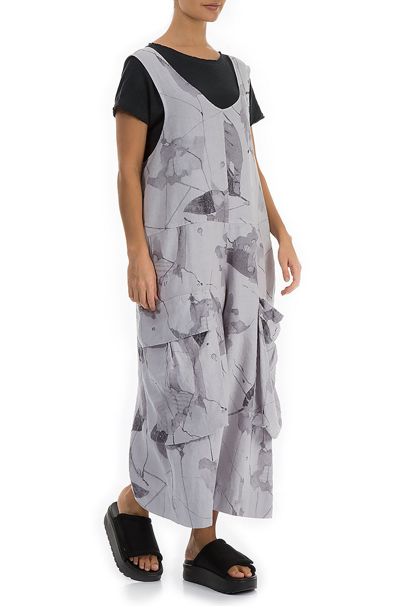 Wide Loose Lilac Grey Mirage Linen Jumpsuit 3