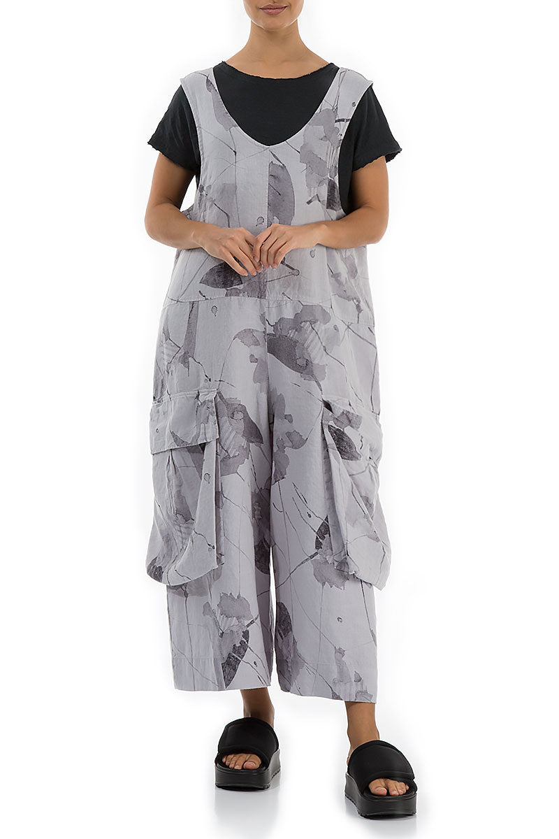 Wide Loose Lilac Grey Mirage Linen Jumpsuit 5