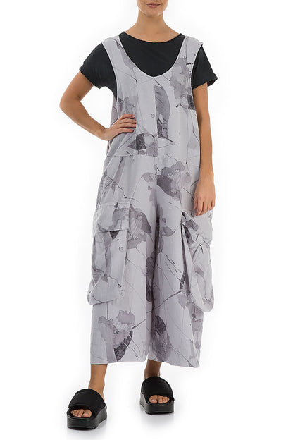 Wide Loose Lilac Grey Mirage Linen Jumpsuit 6