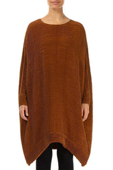 Wide Aged Copper Plissé Silk Kaftan Dress 2