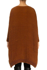 Wide Aged Copper Plissé Silk Kaftan Dress 3