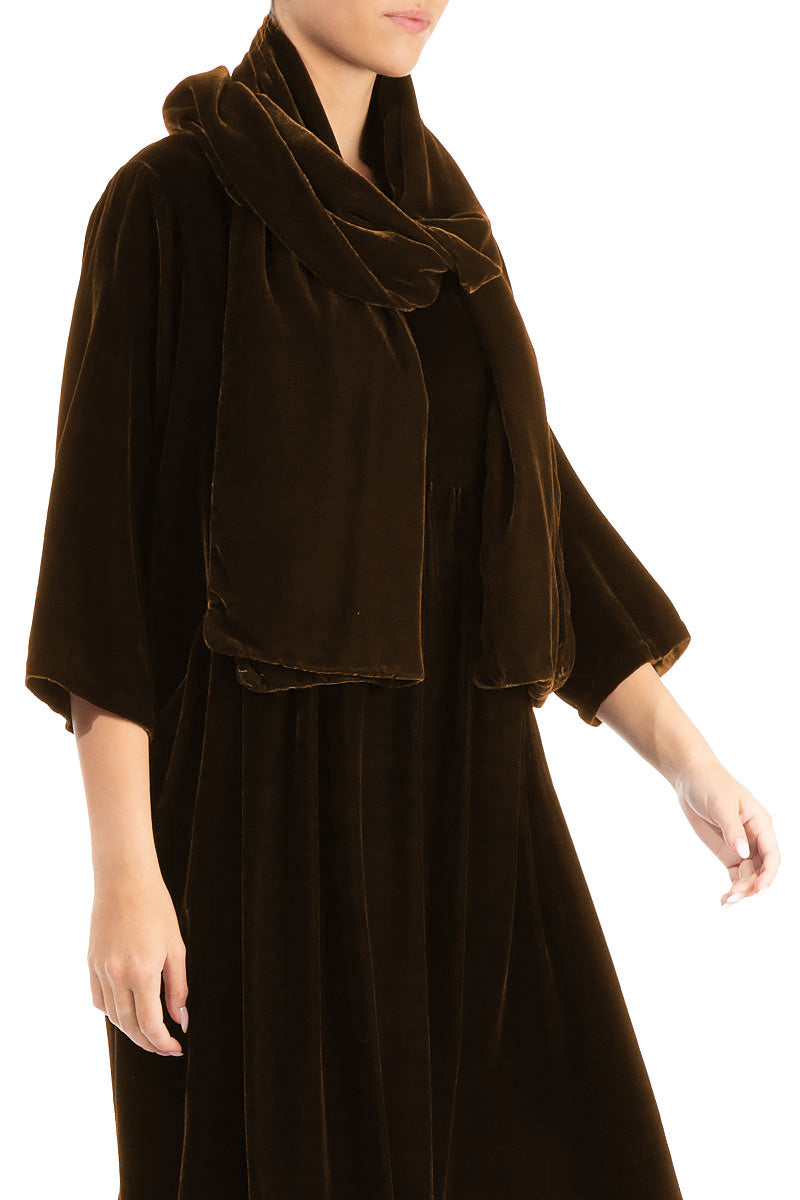 Écharpe large en velours de soie cuivré vieilli