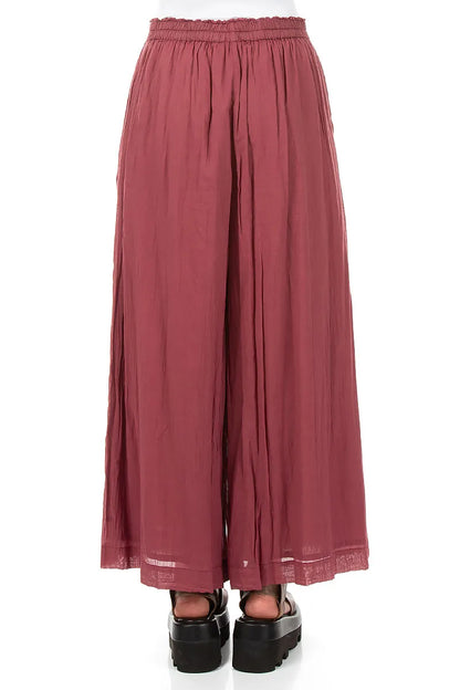 Wide Antique Ruby Crumpled Cotton Trousers 2