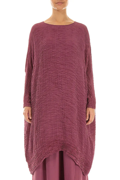 Wide Antique Ruby Plissé Silk Kaftan Dress