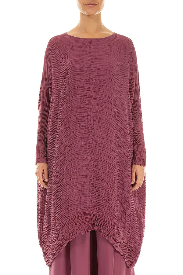 Robe Kaftan Antique Ample en Soie Plissée Rubis