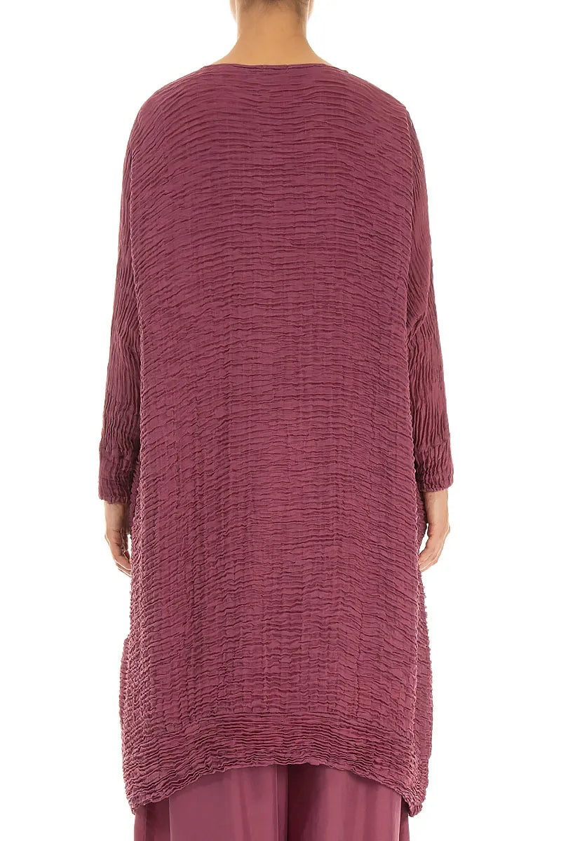 Wide Antique Ruby Plissé Silk Kaftan Dress