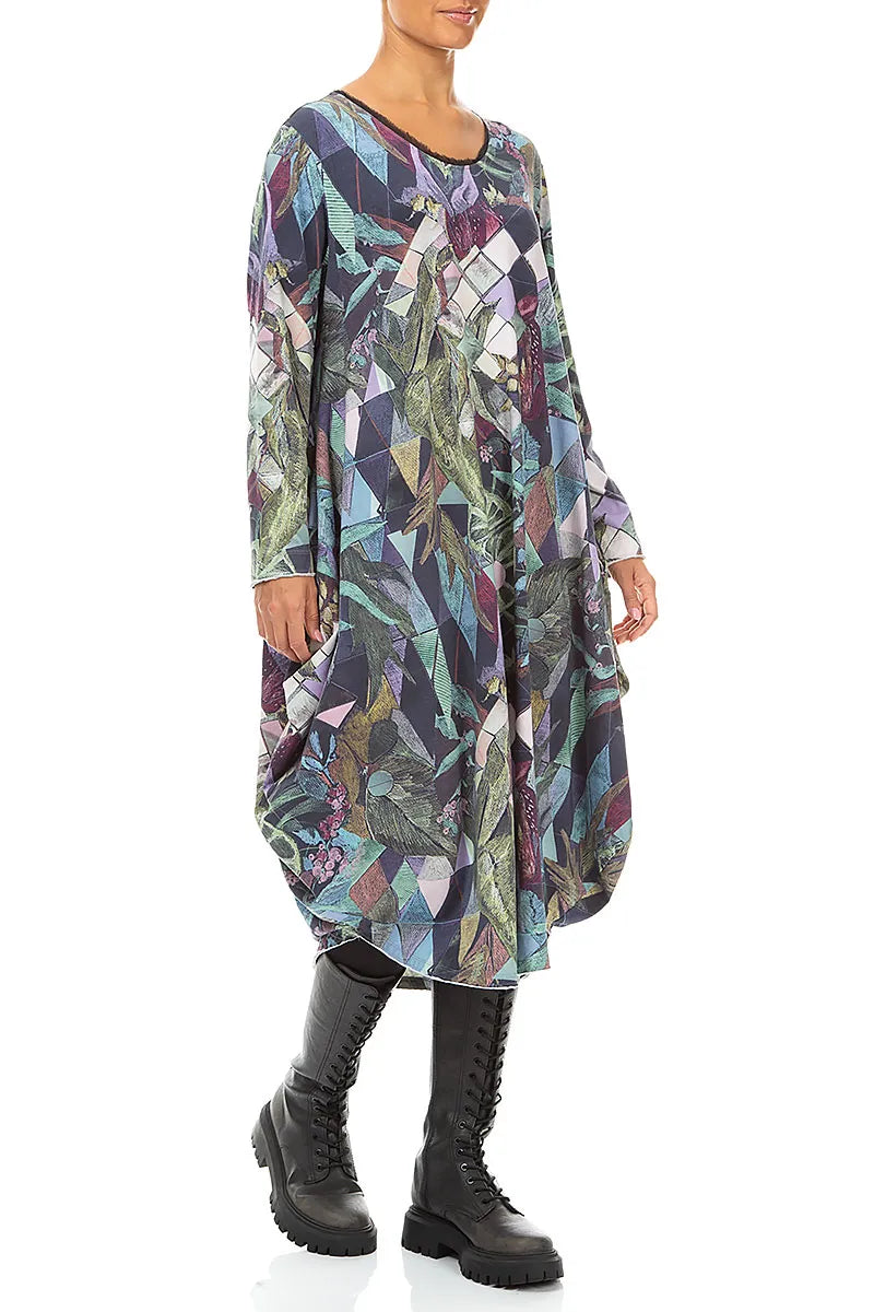Wide Art Mosaic Cotton Dress