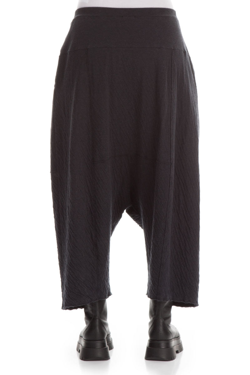 Wide Baggy Black Grey Wavy Cotton Trousers 2