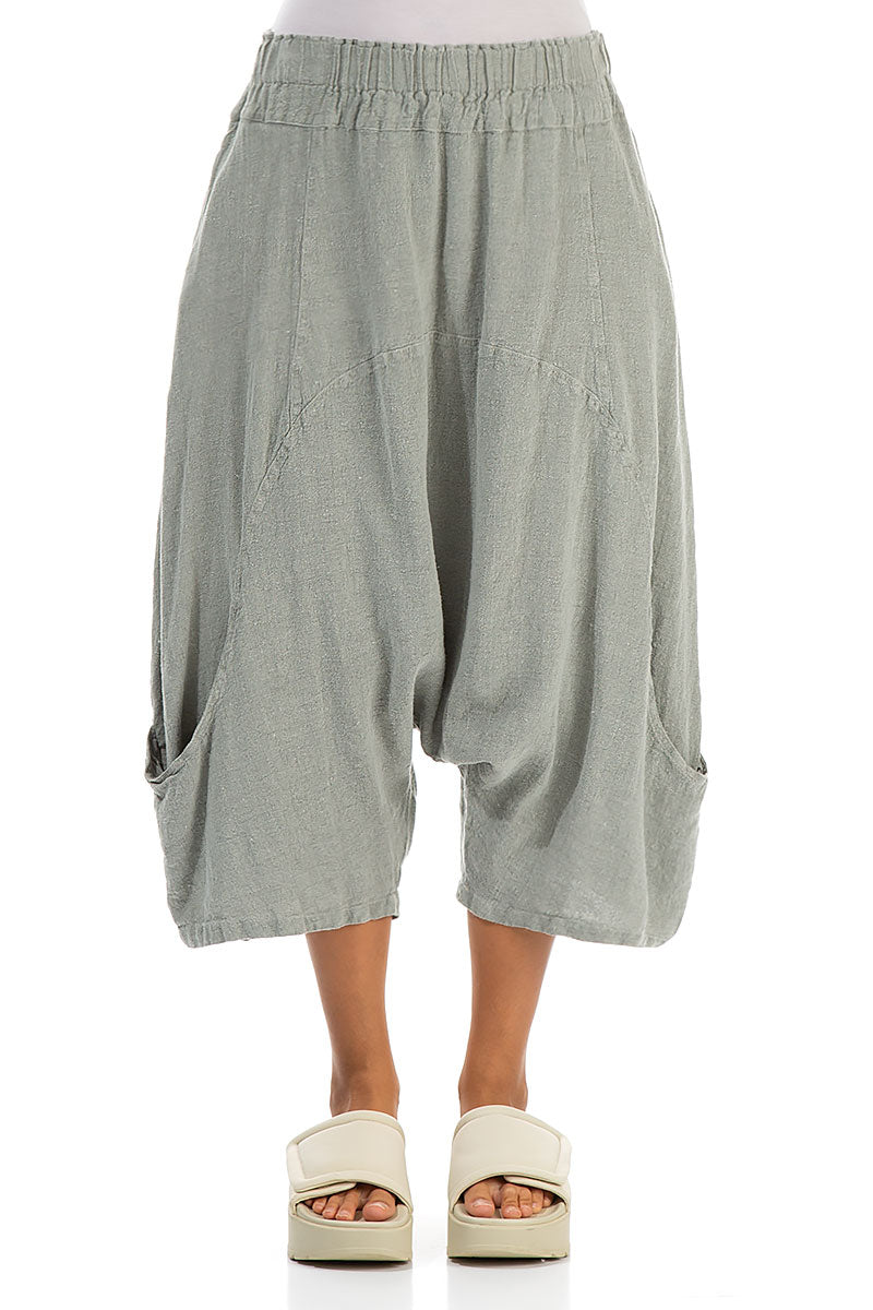 Wide Baggy Taupe Linen Trousers 1