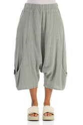 Wide Baggy Taupe Linen Trousers 1