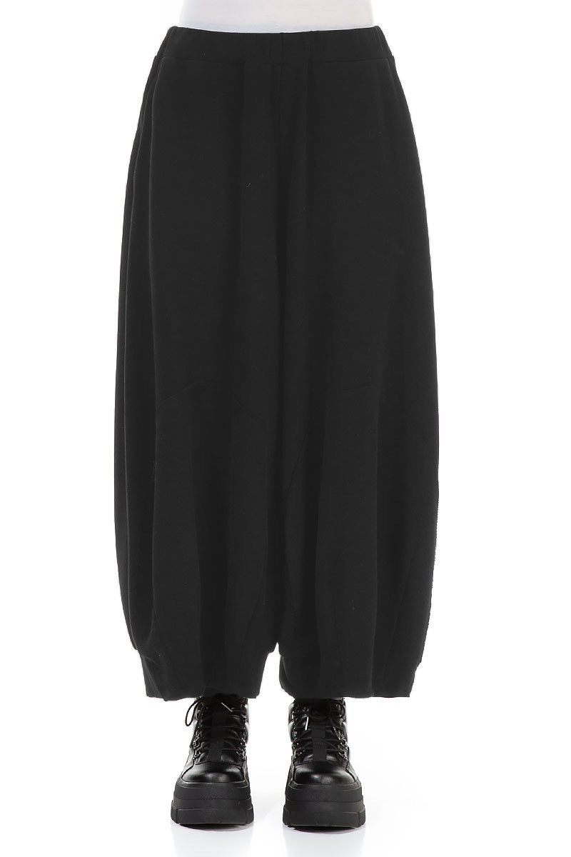 Wide Black Cotton Jersey Trousers 1