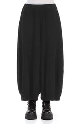Wide Black Cotton Jersey Trousers 1