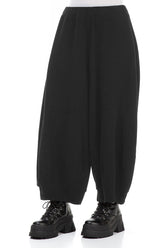 Wide Black Cotton Jersey Trousers 3