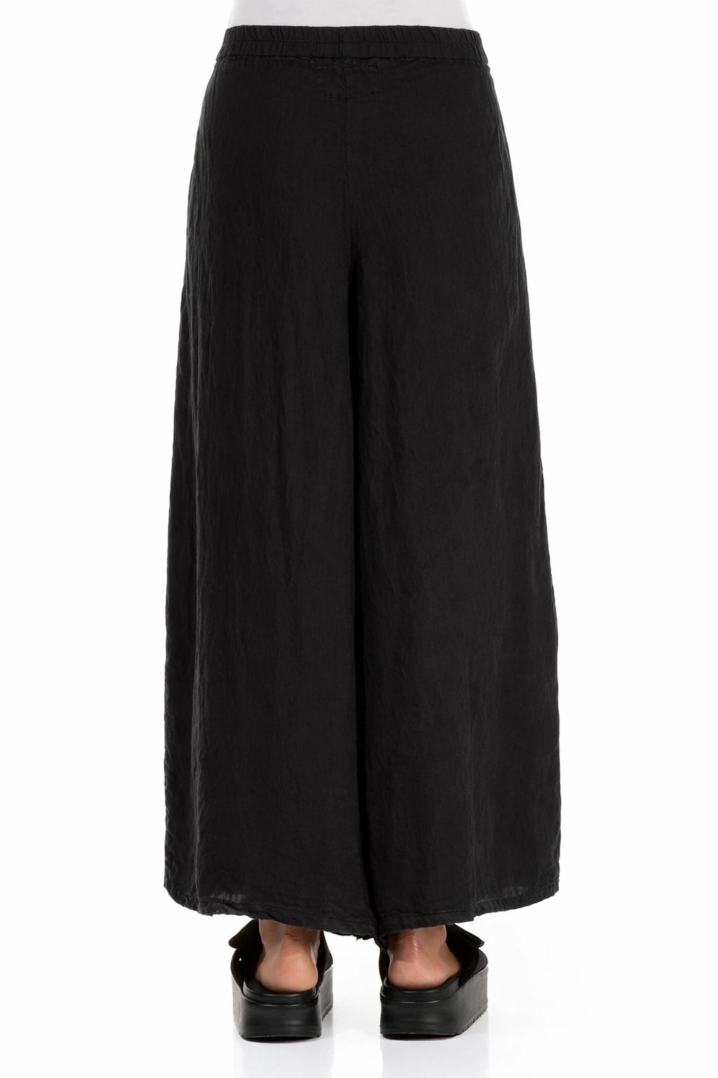 Wide Black Linen Trousers 2