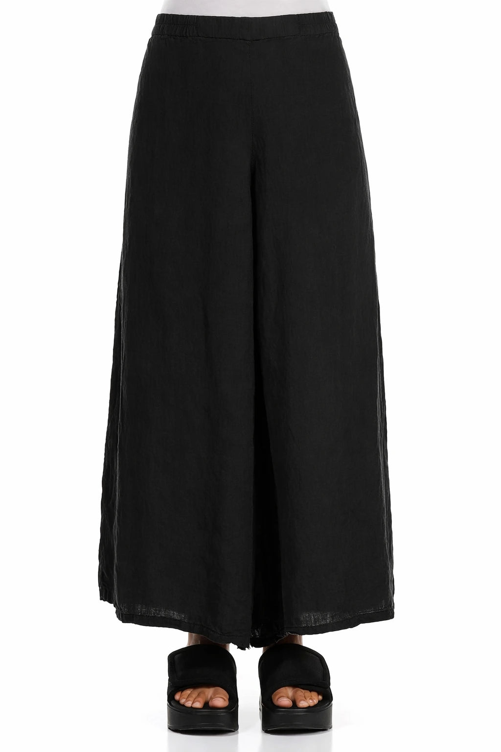 Wide Black Linen Trousers 1
