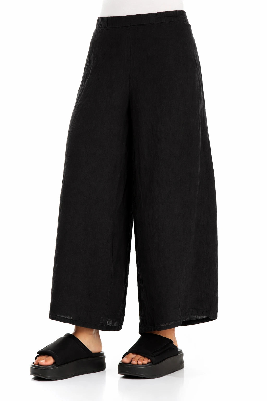 Wide Black Linen Trousers 3