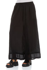 Wide Black Textured Silk Trousers 3